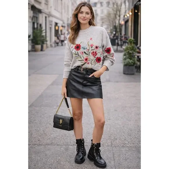 Romeo Juliet Couture Floral Poppy Embroidered Oversized Grandmacore Small - Picture 4 of 10